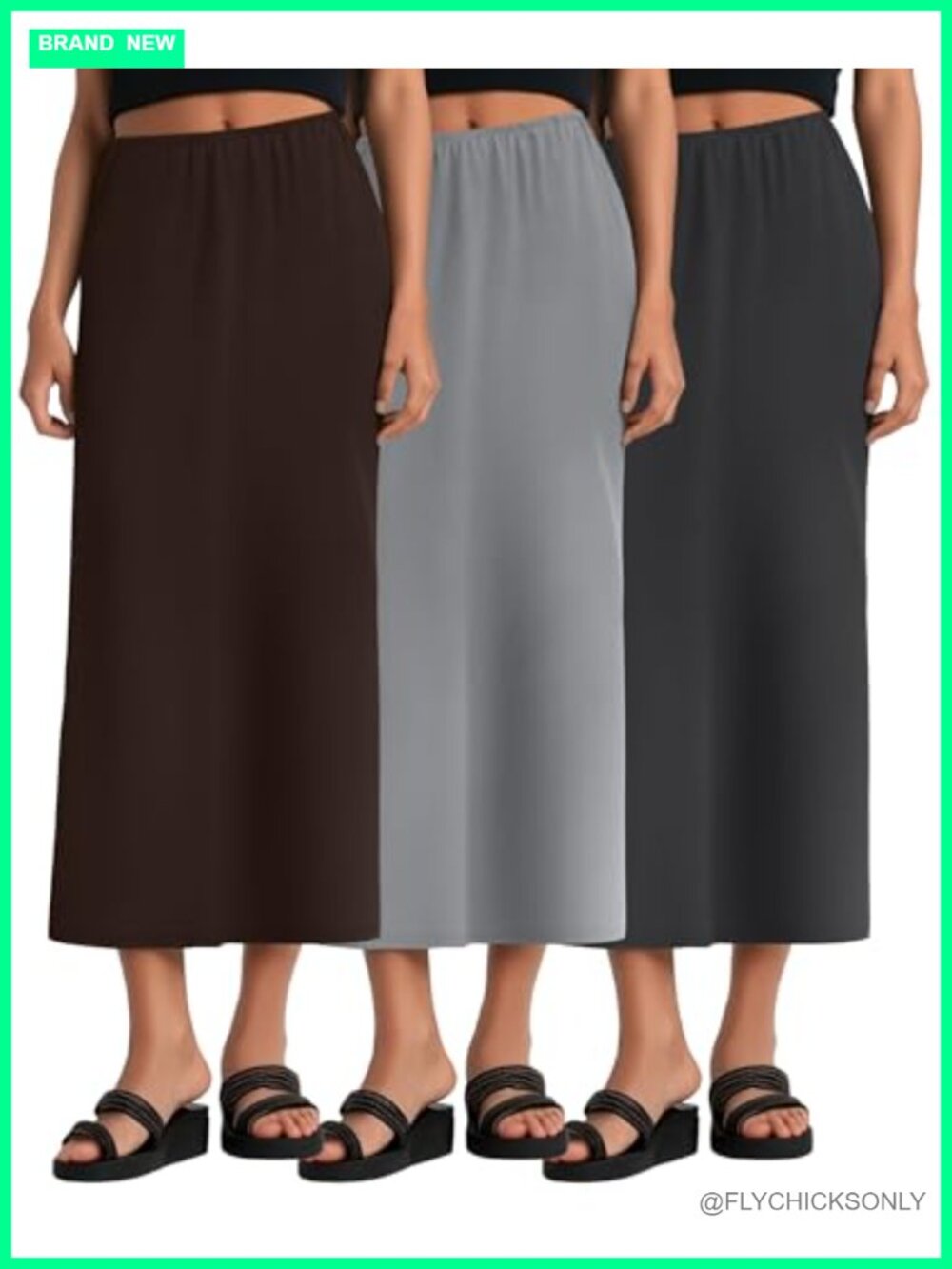 Women's 3 Pack Long Maxi Pencil Skirt Polyester Cotton Spandex Back Slit Pockets